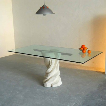 Stein Esstisch und Glas modernes Design Uranus Viadurini
