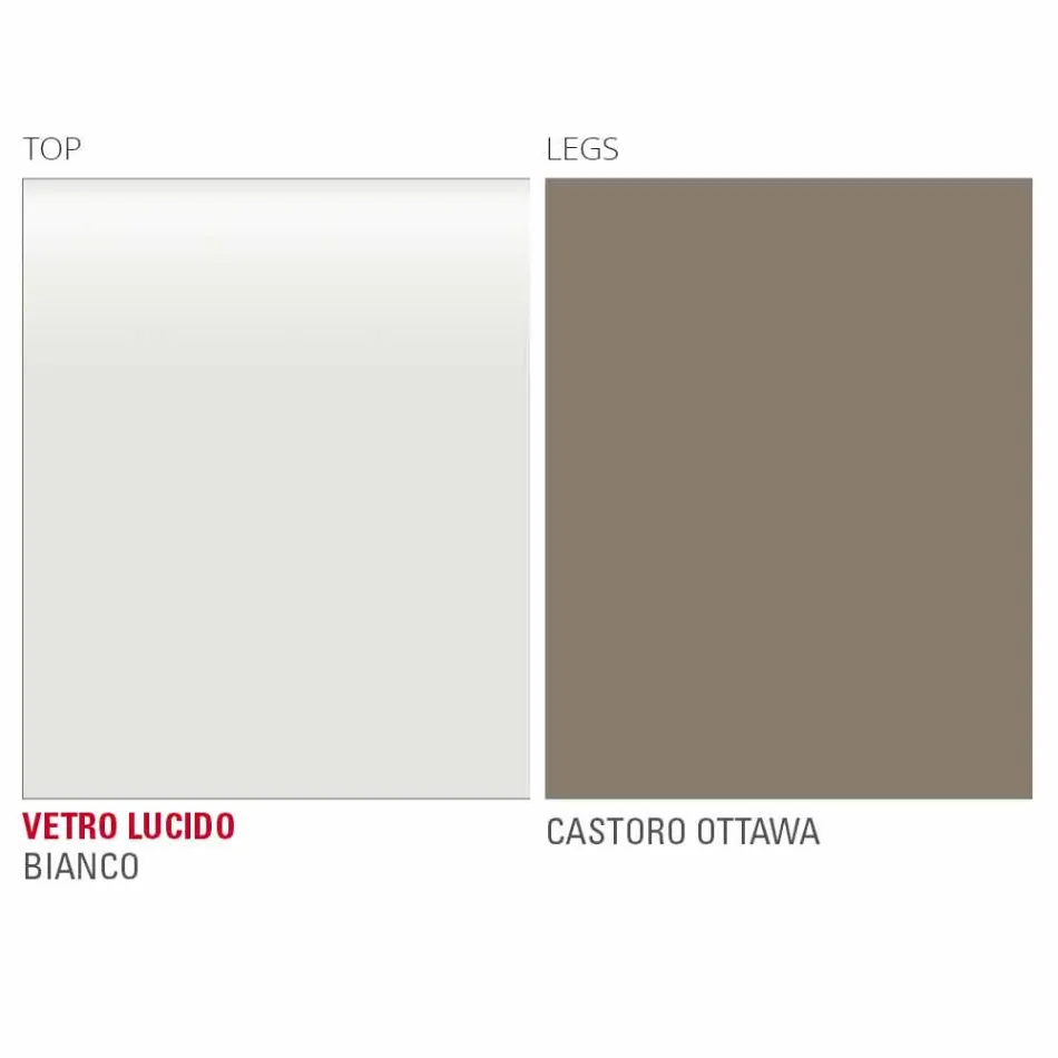 Esstisch aus weißem Glas und lackiertem Metall Made in Italy - Brooch Viadurini