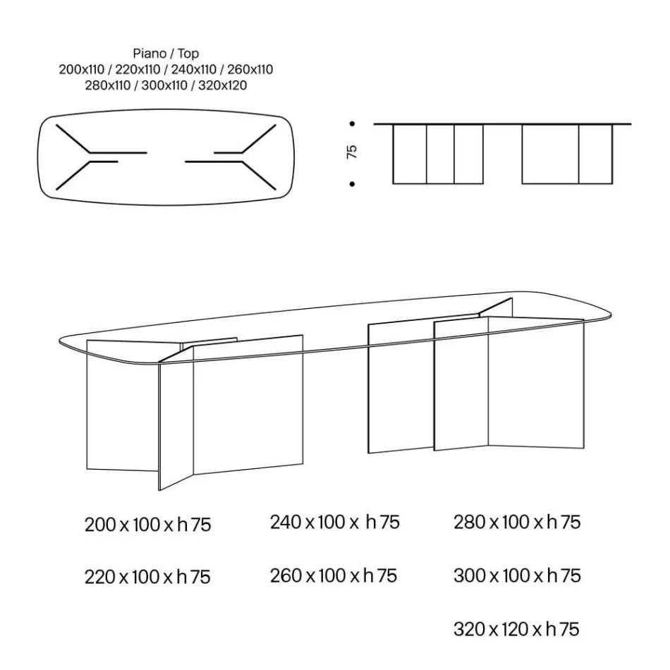 Esstisch aus Glas mit rechteckiger Platte Made in Italy - Charles Viadurini