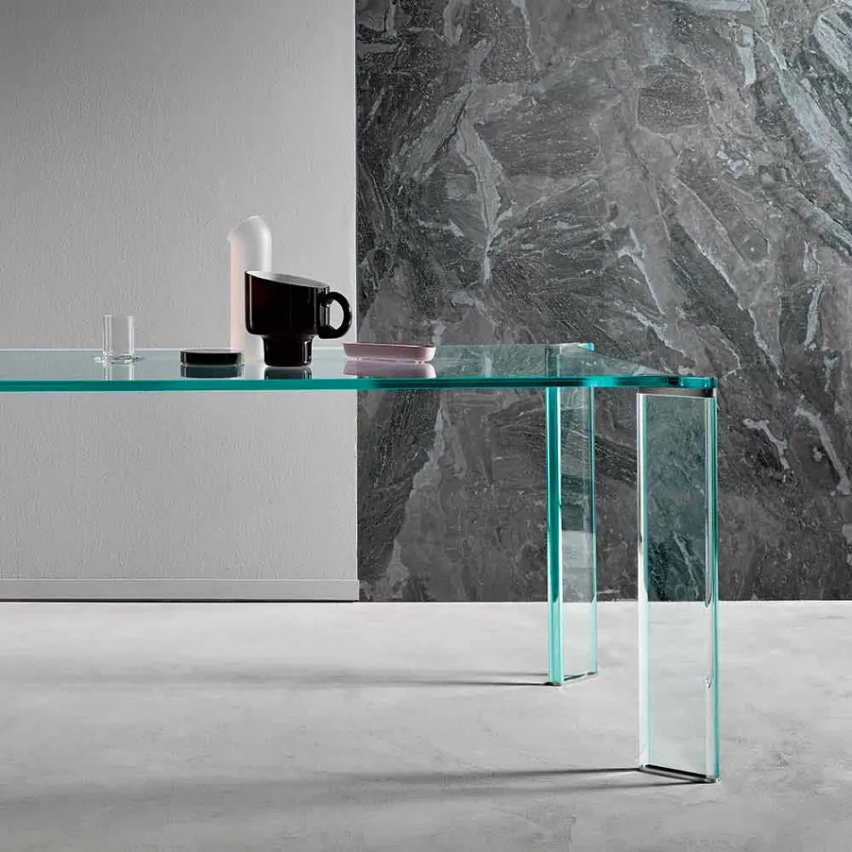 Esstisch aus extra klarem Glas Luxury Design 4 Dimensions - Kuduro Viadurini