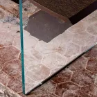 Moderner Esstisch 100x200cm in Holz mit Flora Glasbeinen Viadurini