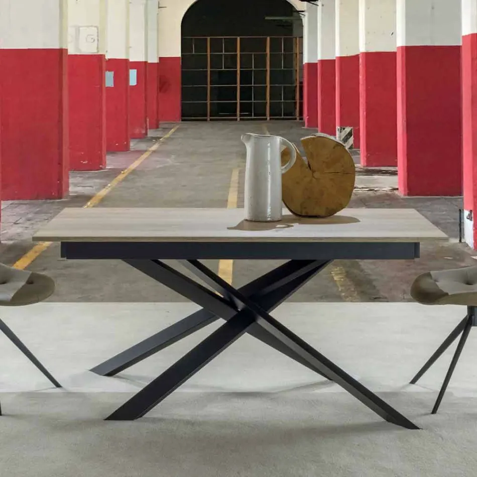 Moderner ausziehbarer Esstisch, Laminatboden - Marliana Viadurini