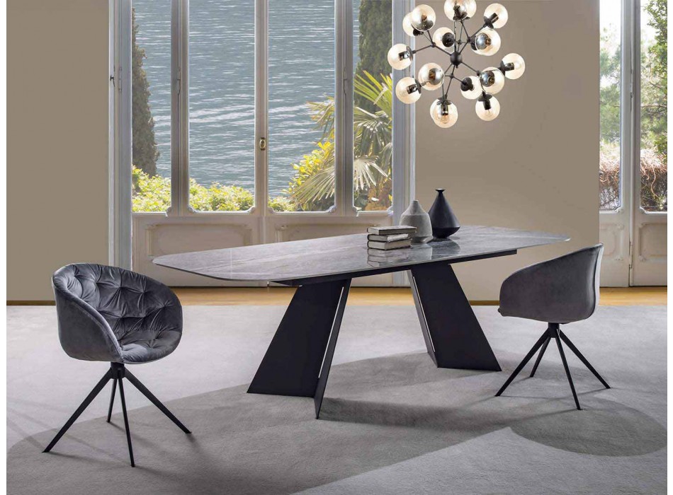 Moderner Esstisch mit Porzellan Steinzeugplatte - Meduno Viadurini