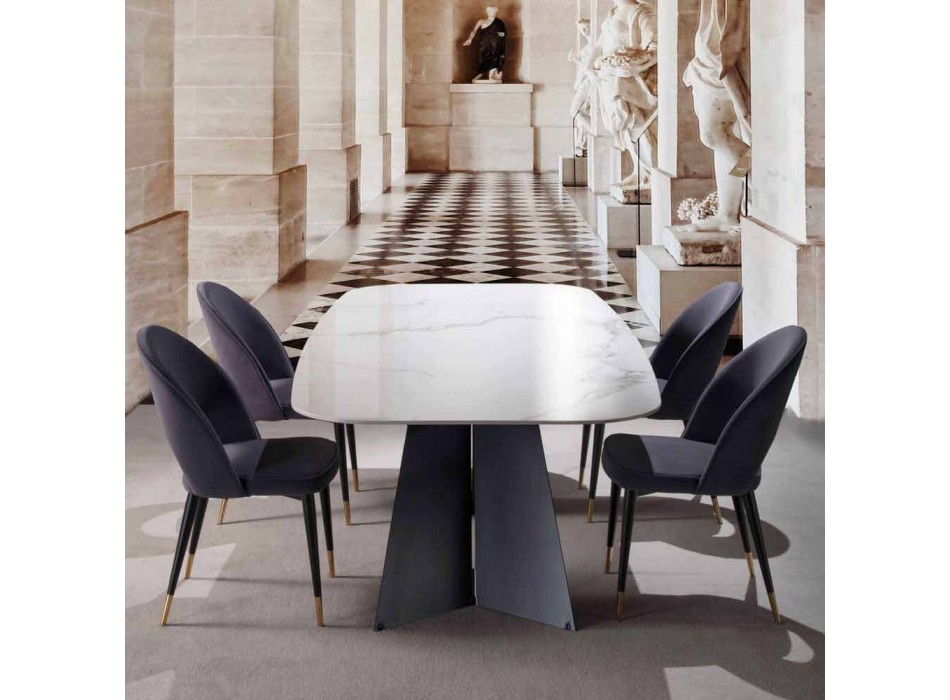 Moderner Esstisch mit Porzellan Steinzeugplatte - Meduno Viadurini