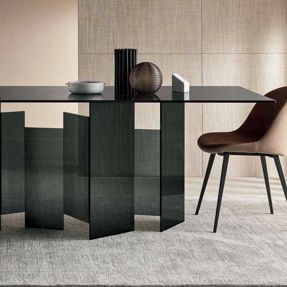 Moderner Esstisch aus extraleichtem oder geräuchertem Glas Made in Italy - Zufällig Viadurini