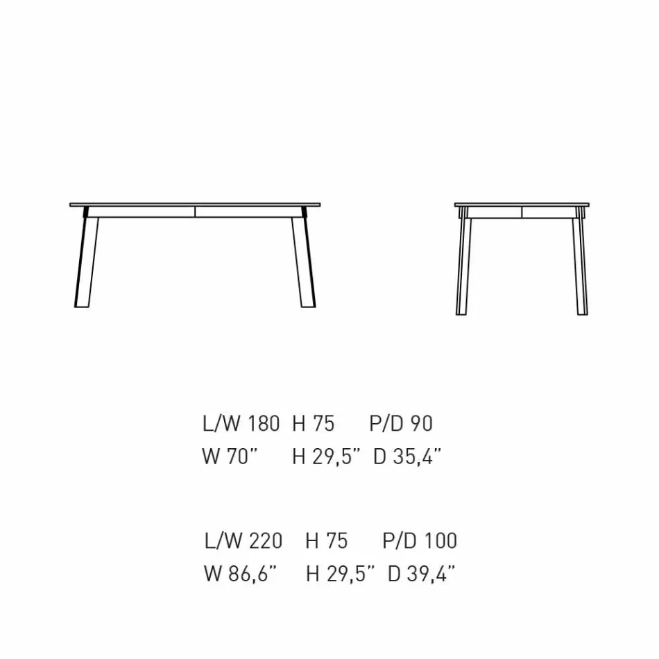 Moderner Esstisch Holzplatte und Stahlsockel Made in Italy - Aronte Viadurini