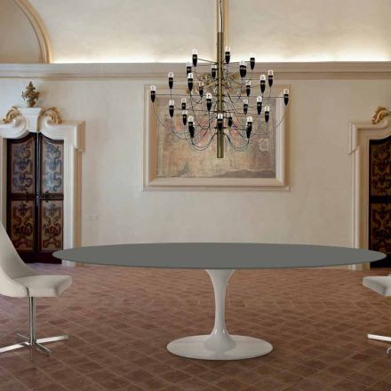 Ovaler Esstisch mit luxuriöser, in Italien hergestellter Fenix-Platte – Dollars Viadurini