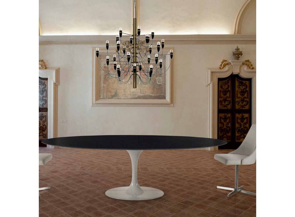 Ovaler Esstisch aus Laminat und Aluminium, hergestellt in Italien, Precious - Dollars Viadurini