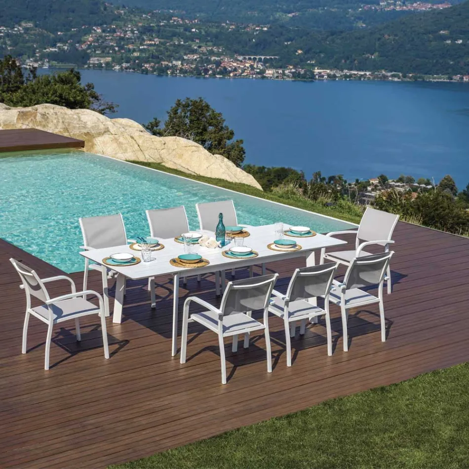 Ausziehbarer Outdoor-Esstisch bis zu 240 cm aus Aluminium - Levanto Viadurini