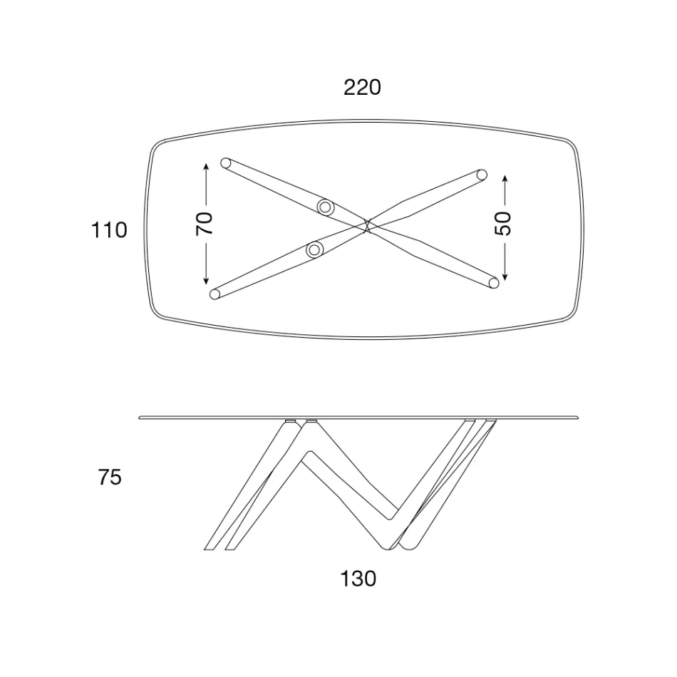 Esstisch Glasplatte und Polyurethanbeine 2 Größen - Stalto Viadurini