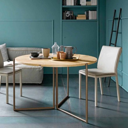 Moderner klappbarer Esstisch aus Holz und Metall Made in Italy - Menelao Viadurini