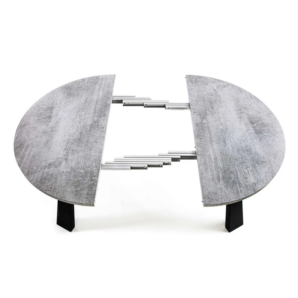 Runder Esstisch ausziehbar Bis zu 370 cm in Holz und Metall - Caimano Viadurini