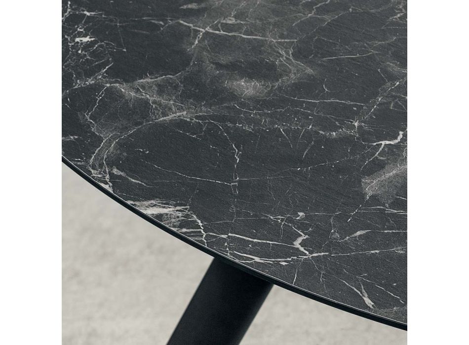 Runder Esstisch mit geschichteter HPL-Platte, hergestellt in Italien – Lingotto Viadurini