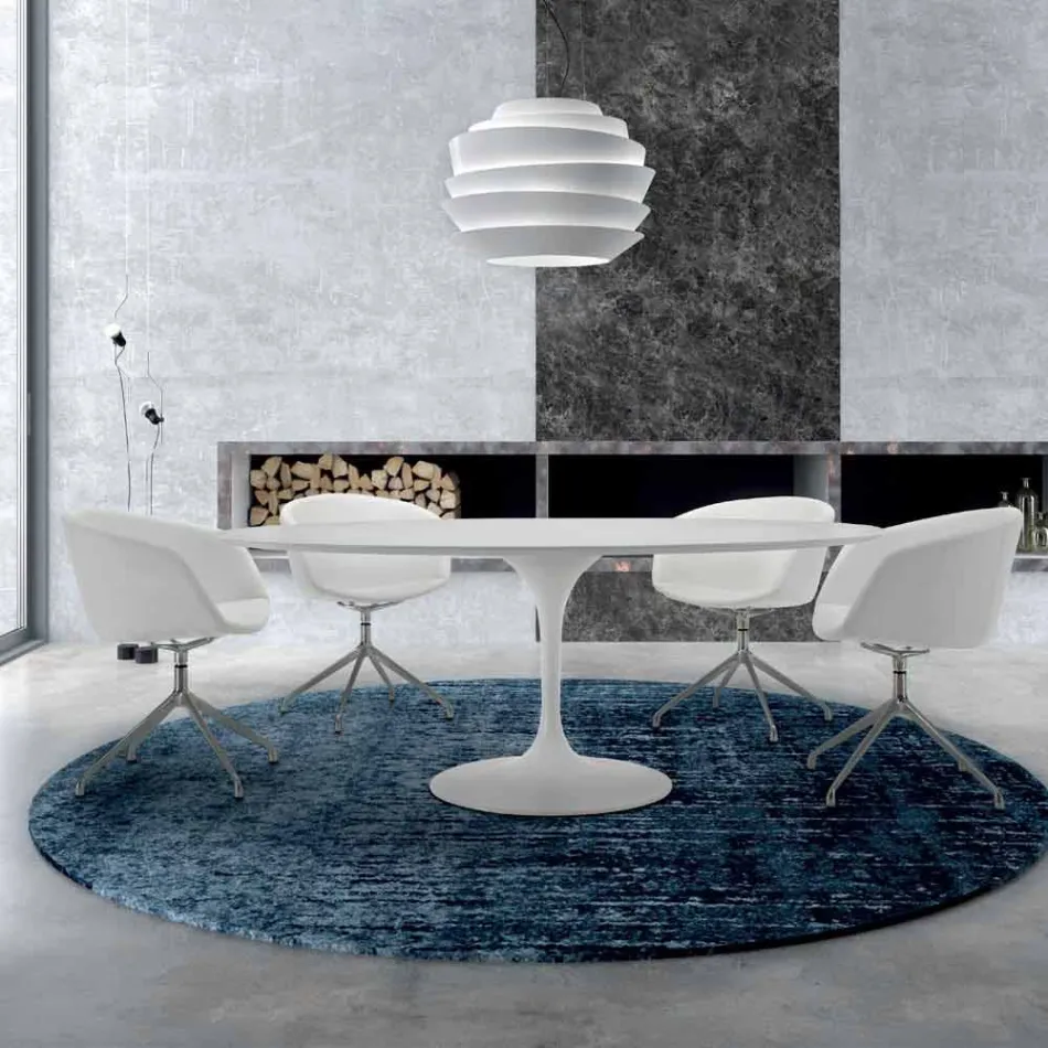 Runder Esstisch mit Laminatplatte, hergestellt in Italien – Dollars Viadurini