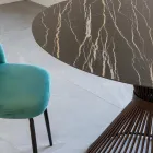 Runder Esstisch aus polierter Florim-Keramik und Stahlgestell – Denali Viadurini