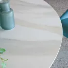 Runder Esstisch aus polierter Florim-Keramik und Stahlgestell – Denali Viadurini