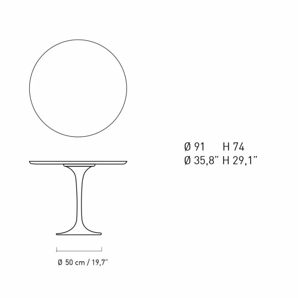 Runder Esstisch aus Marmor und lackiertem Aluminium Made in Italy - Superb Viadurini