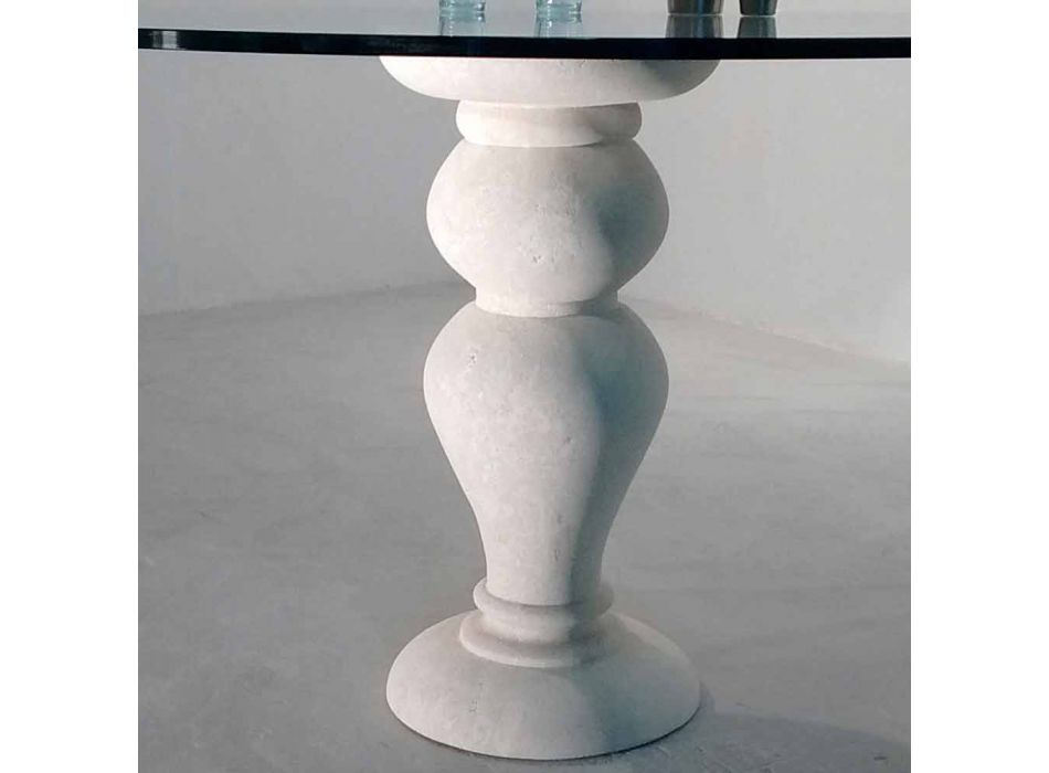 runder Esstisch aus Stein und Kristall Ödipus, klassisches Design Viadurini