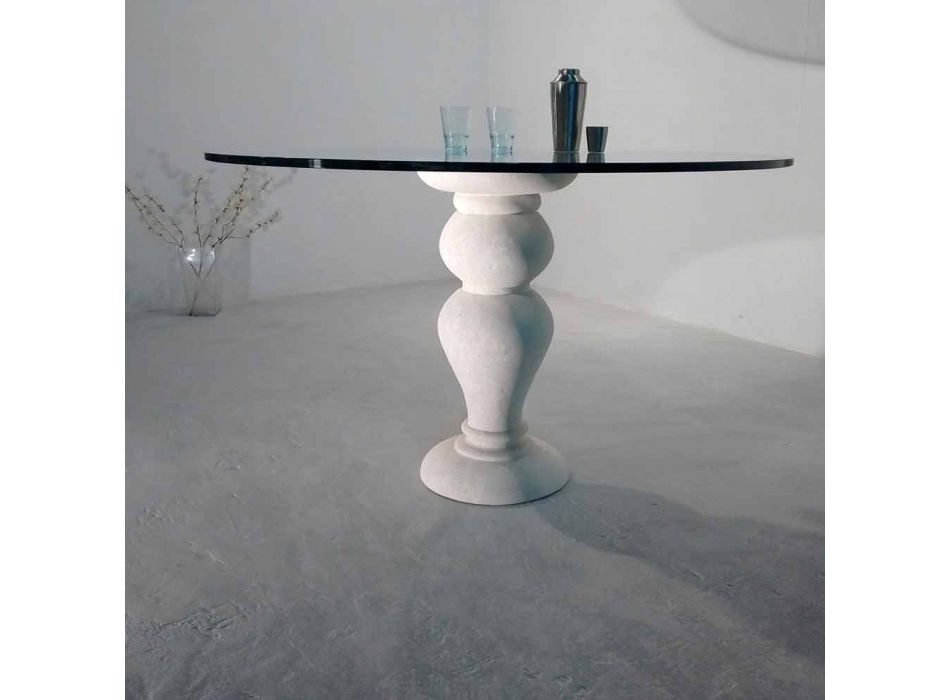 runder Esstisch aus Stein und Kristall Ödipus, klassisches Design Viadurini