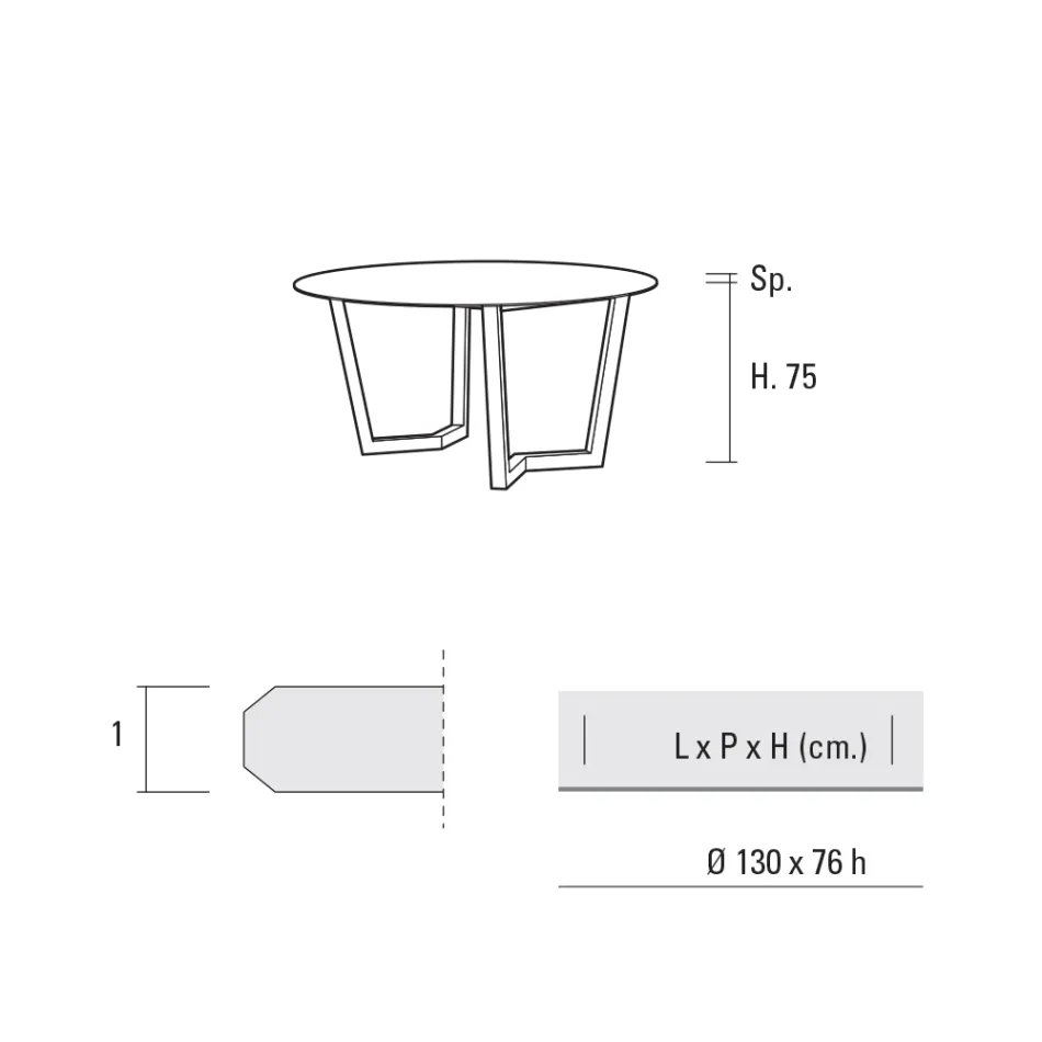 Runder Esstisch aus Metall und laminiertem HPL Made in Italy - Bastiano Viadurini