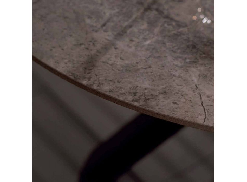 Moderner runder Esstisch aus Keramikmarmor und Metalleffekt - Jarvis Viadurini