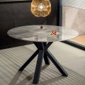 Moderner runder Esstisch aus Keramik Marmor-Effekt und Metall - Jarvis