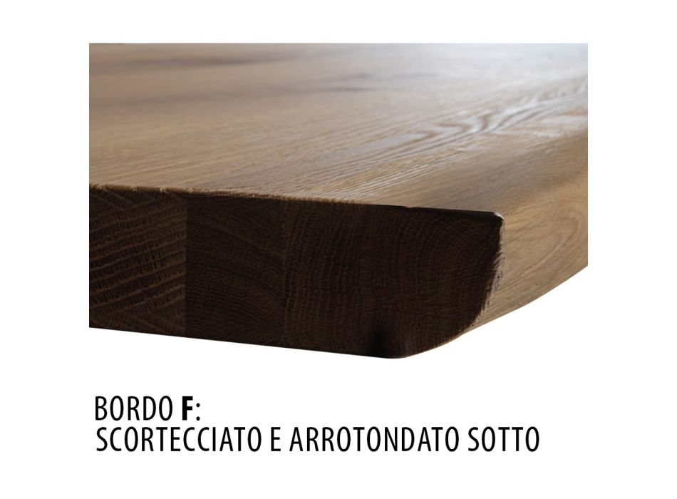 Esstisch aus massiver Eiche mit verschiedenen Kanten erhältlich Made in Italy - Boromir Viadurini