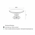 Cassia runder Esstisch, Klavier schwarzes Holz und Glas Viadurini