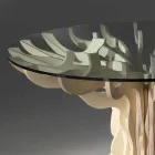 Runde Speiseholztisch mit gehärtetem Glas Dalia Viadurini