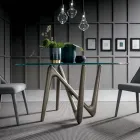 Runder Esstisch aus transparentem Glas und Polyurethanbeinen - Stalto Viadurini