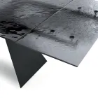 160x90 Wohnzimmertisch mit transparenter, gehämmertem Glasplatte - Martello Viadurini