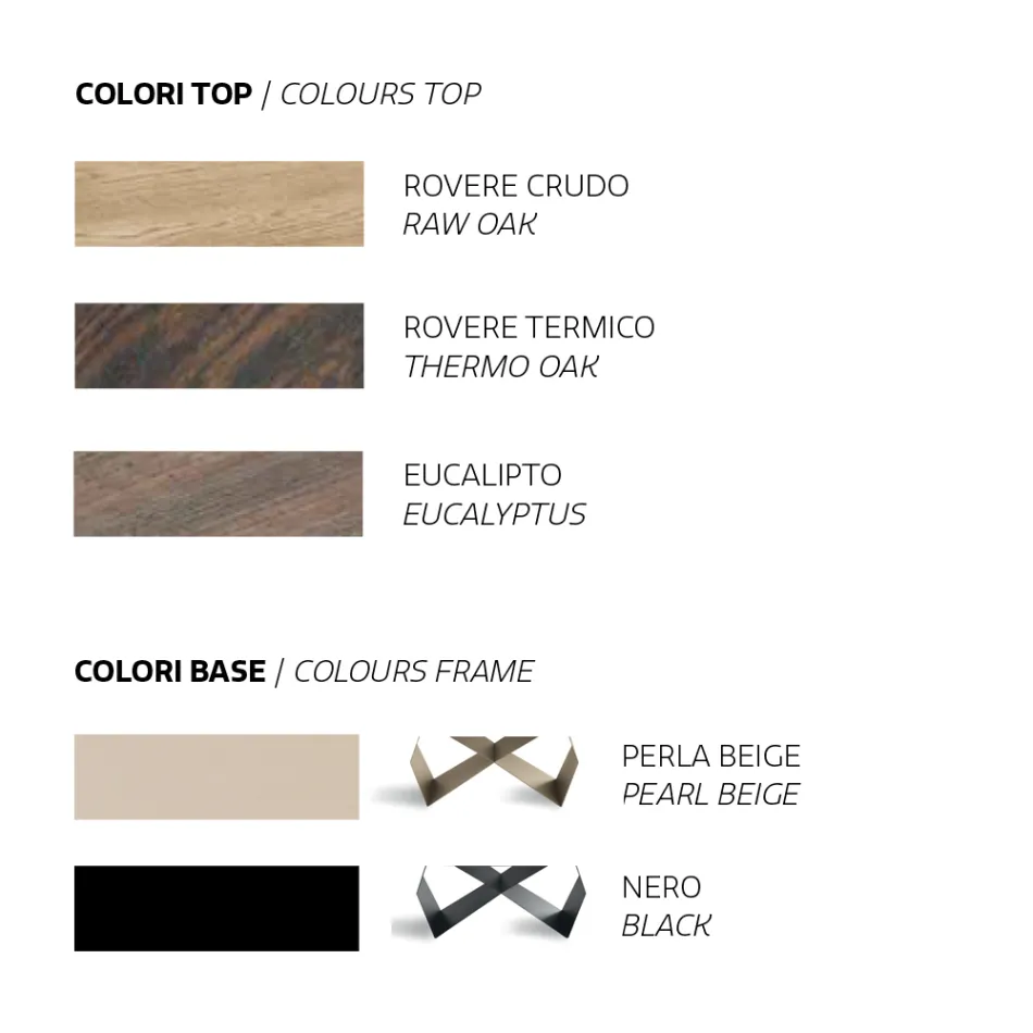 Wohnzimmertisch 200x100 aus Eichenfurnier und Metall - Cross Viadurini