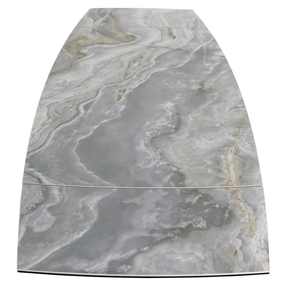 Ausziehbarer Wohnzimmertisch mit tonnenförmiger Platte aus Keramik, hergestellt in Italien – Gläser Viadurini