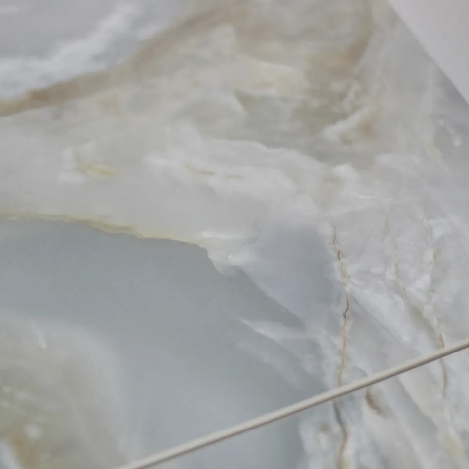 Ausziehbarer Wohnzimmertisch mit tonnenförmiger Platte aus Keramik, hergestellt in Italien – Gläser Viadurini