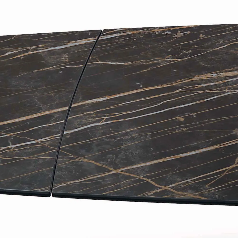 Ausziehbarer Wohnzimmertisch mit tonnenförmiger Platte aus Keramik, hergestellt in Italien – Gläser Viadurini