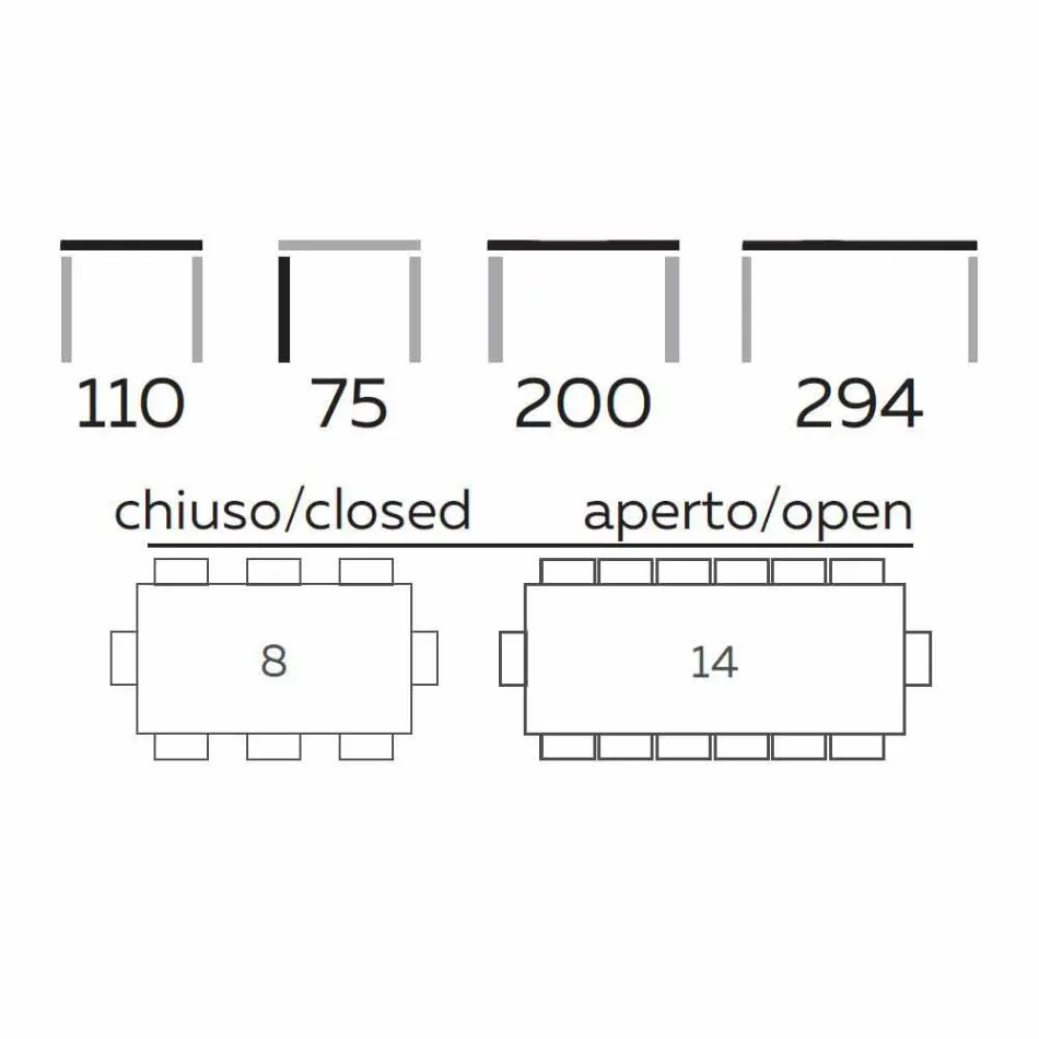 Ausziehbarer Designtisch Bis zu 294 cm in Holz und Metall Made in Italy - Nuzzo Viadurini