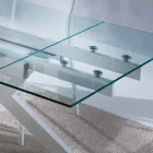 Designer Tisch ausziehbar Metall und gehärtetes Glas Mesa Viadurini