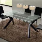 Designer Tisch ausziehbar Metall und gehärtetes Glas Mesa Viadurini
