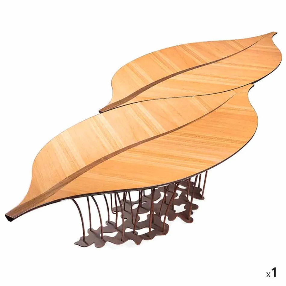 Designer Tisch Eiche furniert und Nussbaumholz Fenice Viadurini