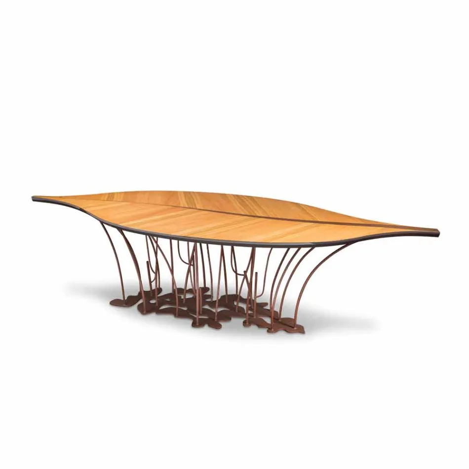 Designer Tisch Eiche furniert und Nussbaumholz Fenice Viadurini