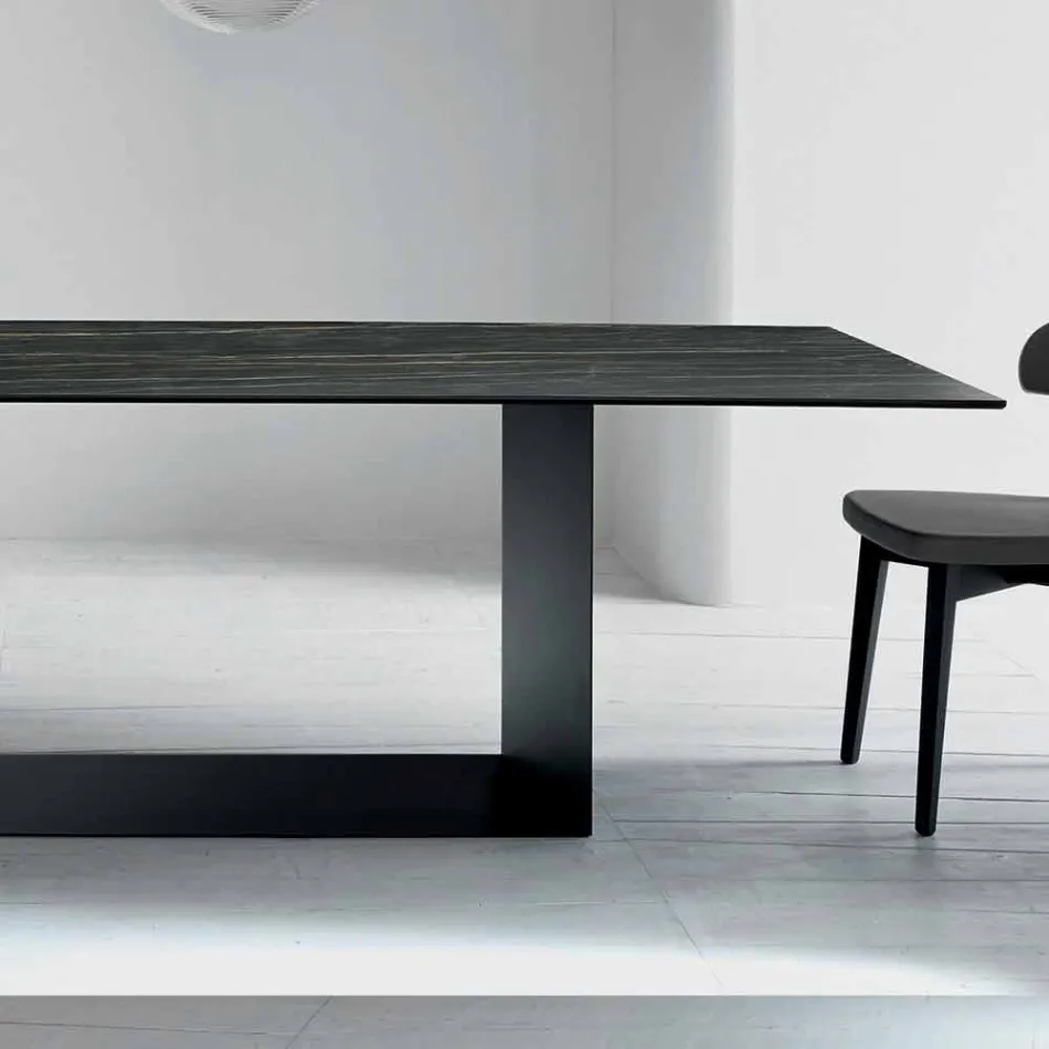 Designtisch aus Matt Noir Desir Keramik und Metall Made in Italy - Dunkelbraun Viadurini
