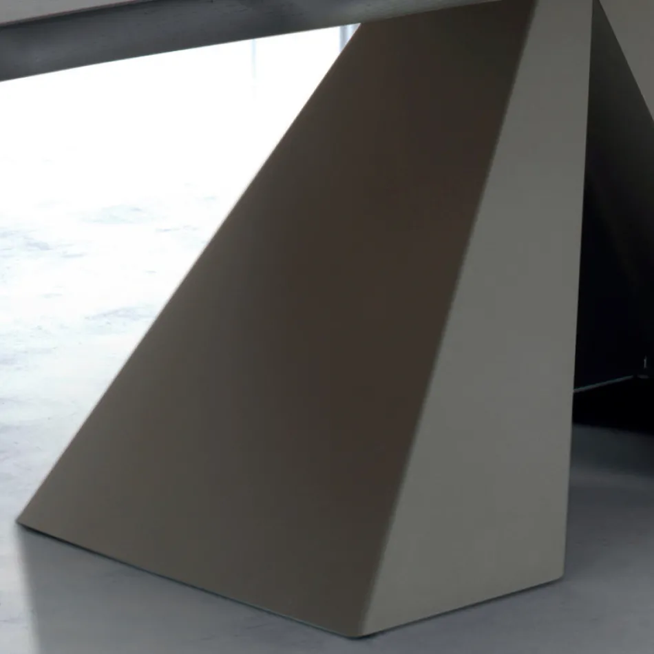 Designtisch aus furniertem Holz und Stahl, hergestellt in Italien – Dalmata Viadurini