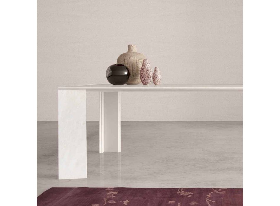 Design Tisch Made in Italy in weißem Namibia Marmor, 210x110 cm - Kloster Viadurini