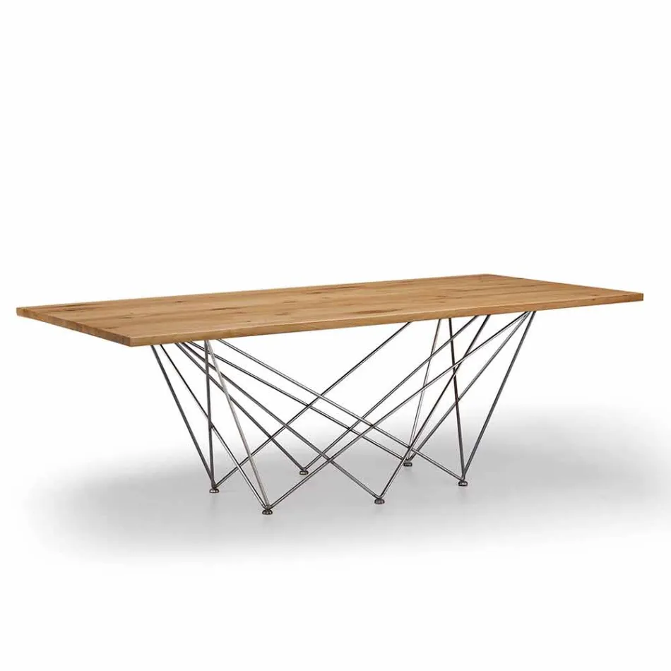 Moderner Designtisch mit Holzplatte und Metallgestell, Esperia Viadurini