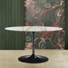 Eero Saarinen Tisch H 73 mit ovaler Platte aus goldenem Caracatta-Marmor Made in Italy - Scharlachrot Viadurini