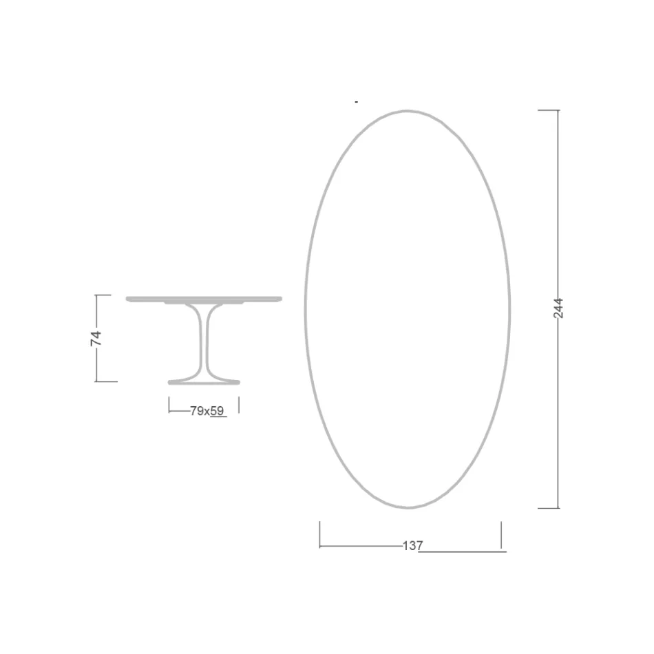 Eero Saarinen Tisch H 74 mit ovaler Platte aus goldenem Calacatta-Marmor Made in Italy - Scharlachrot Viadurini