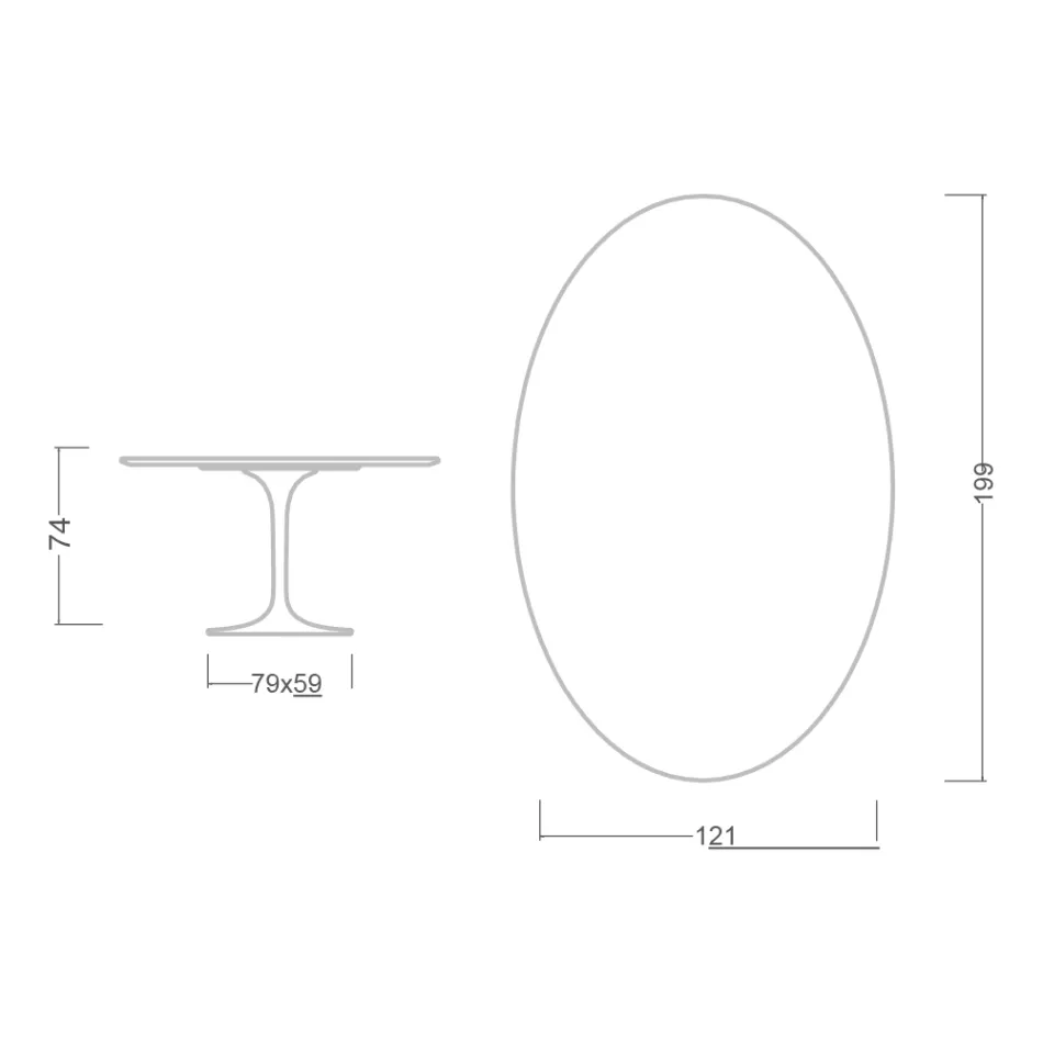 Eero Saarinen Tisch H 74 mit ovaler Platte aus goldenem Calacatta-Marmor Made in Italy - Scharlachrot Viadurini