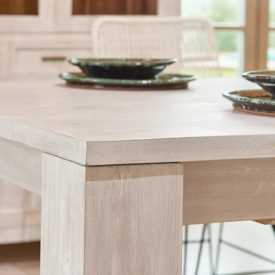 190 x 100 cm großer, fester Wohnzimmertisch aus massivem Teakholz – flämisch Viadurini