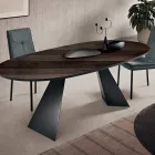 Fester Tisch 210x109 cm aus Metall und ovalem Eichenfurnier - Marcello Viadurini