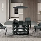 Fester Tisch 210 x 110 cm mit glatter, getönter Glasplatte, hergestellt in Italien - Tano Viadurini